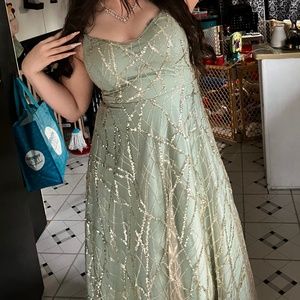 Mint green with gold PROM dress